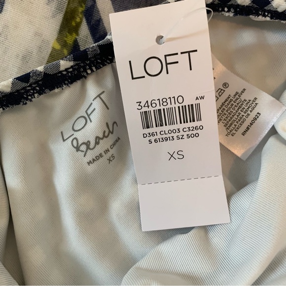 *NWT* LOFT Beach Gingham Seersucker Twist Bandeau One-Piece Swimsuit - Picture 11 of 13